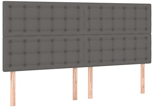 vidaXL LED Kopfteil Grau 200x5x118/128 cm Kunstleder
