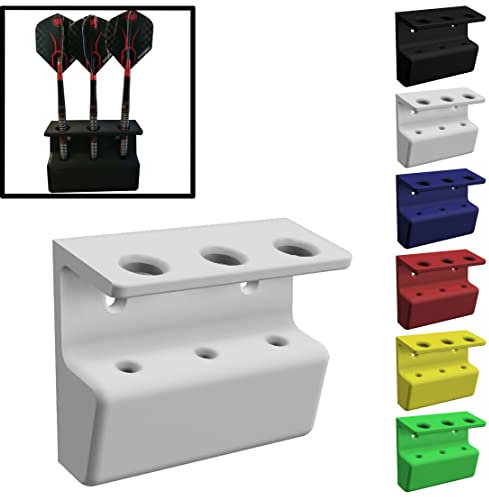 R-Satz Shop Dartpfeil Halterung Wand Set 3 Pfeile Stahl & Softdarts - Auswahl aus 7 Farben (Weiß)