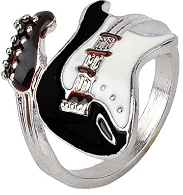 Reepetty Edelstahl-Gitarren-Stil, Musik, Konzert, Cocktailparty, Abendschule, Abschlussring Football Rings (Silver #2, One Size)