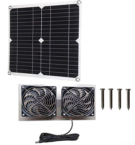 Kit de ventilateur à panneau , ventilateur d'extraction alimenté par panneau 25 W 18 V Ventilateur portable pour serre, abri de jardin, poulailler, évent