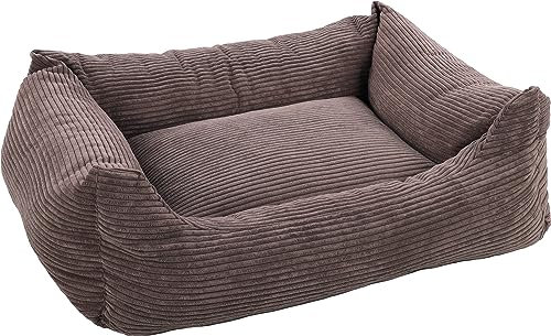 Rechteckiges Velutto-Körbchen Braun – 100 x 80 cm, ideal für mittelgroße bis große Hunde wie Border Collie, Basset Hound, Cocker Spaniel und Welsh Corgi, luxuriöser Komfort und Premium-Qualität