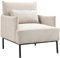 HOMCOM Moderner Sessel mit gepolsterter Rückenlehne und extra Kissen, Sessel aus Leinenstoff und Stahl, 73x81x82 cm, Weiß-Creme