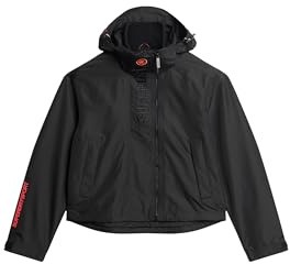 Superdry Damen SD Windbreaker Jacke mit Kapuze und Stickerei Schwarz 38