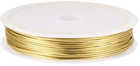 Pandahall 1 Roll 42 Feet Copper Wire Jewelry Craft Wire Tarnish Resistant Beading Wire 21 Gauge/0.7mm Bendable Metal Wire for Jewelry Making Wire Wrapping Crafting (Gold)