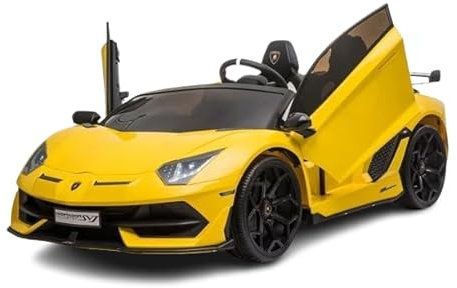 METTMANN Electronics - Voiture Électrique pour Enfants Lamborghini SVJ 12V avec Télécommande parentale 2.4 Ghz, 2 Portes, avec Bluetooth, 1 an et + (Jaune)