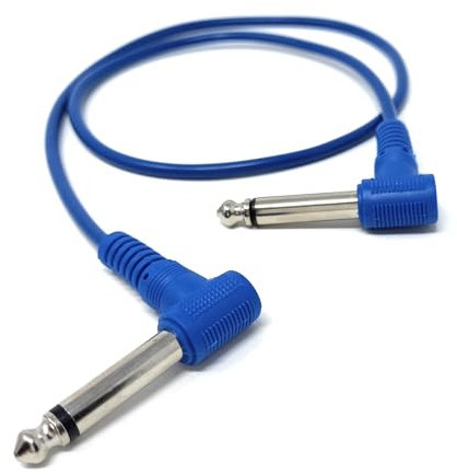 0.6m 6.35mm 1/4 TS Mono Jack to Jack Plug Lead for Guitar, Amplifiers, Music Instruments, Speakers, Microphone Cable Dual Right Angle, Blue 2ft