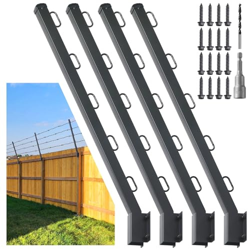 Epcee 31 Fence Post Extender, Bevel Angle 25° Fence Barbed Wire Extend Arm, for Outdoor Fences to Increase Height, Protect Privacy and Pets Jumping Off (Wooden Wall-4 Pack)