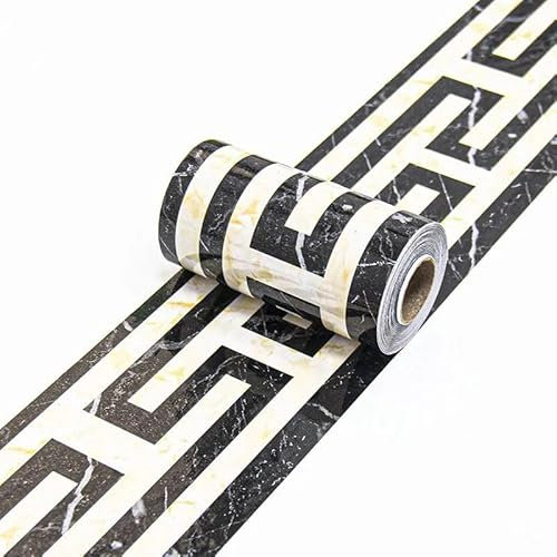 Dostear Frises Papier Peint Noir-42 10cm X 500cm Moulure Murale Autocollant Murals Adhesif Murale Plinthe Adhesive Pvc