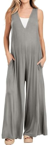 Litthing Women Baggy Jumpsuits Wide leg Cotton Dungarees with Pockets