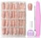 240Pcs Press On Nails Set - Nude French Nägel zum Aufkleben Short Ballerina - Fake nails soft gel Nageltips - Full Cover Stick on Nails Kurz Nail Art Manicure Decorations (Nude Short Ballerina)