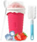 Herbst Slushy Maker Gobelet 500 ml en silicone avec cuillère à paille Slush Gobelet à glace DIY Ice Cup Slushy Maker Cup Smoothie Cup avec brosse de nettoyage (rouge)