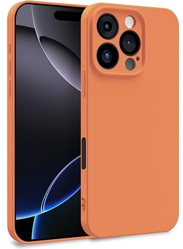 MyGadget Hülle für iPhone 16 Pro - Zweilagige Handyhülle mit Kameraschutz - Cover mit Innenfutter & Silikon außen - Orange