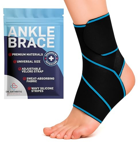 Dr. Arthritis Essentials Ankle Brace for Men & Women, Stabilizing Ankle Support for Ligament Damage, Sprains, Sports Injuries, and Plantar Fasciitis Relief, Fits Left & Right Foot