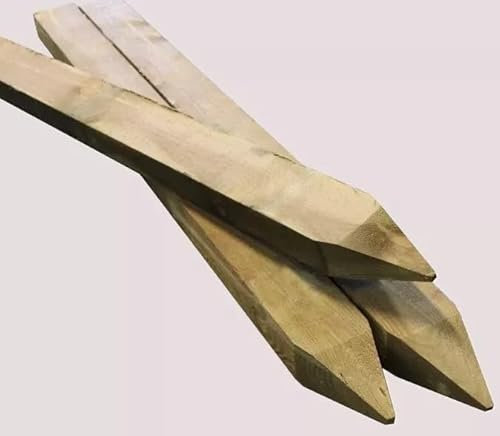 UC4 Treated Fence Posts –Rectangle | Pointed Timber Stakes for Fencing & Garden Projects ideal for staking trees and plants! 75mm x 125mm (3, 2.1 M)