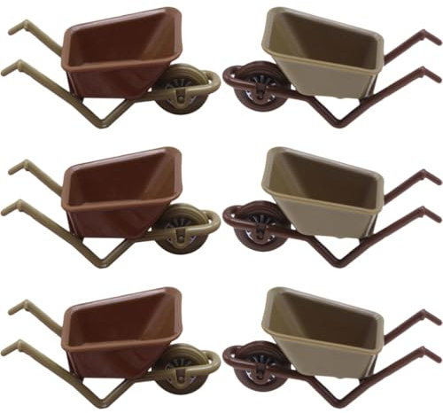 Vaguelly 6pcs Mini Garden Wheelbarrow Model Realistic Miniature Wheelbarrow Toys for Dollhouse and Landscape Decor Construction for Use
