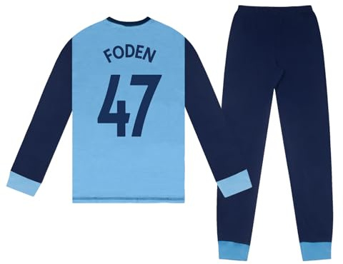 MANCHESTER CITY FC Boys Foden 47 Long Pyjamas Sky Blue 7-8 Years