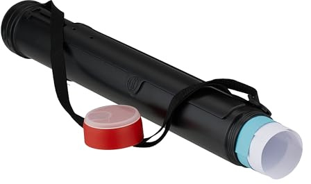 Relaxdays retractable poster tube, 50–108 cm, Ø 8.5 cm, for transporting posters, roll for A0 size, black/red