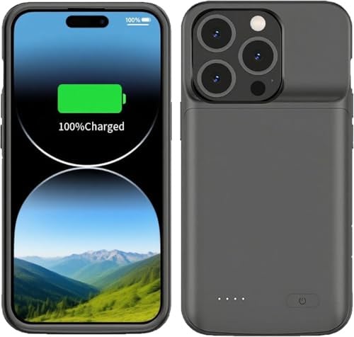 TECH UNIVERSE Battery Case for iPhone 14 Pro Max, 7000mAh Rechargeable Portable Protective Charging Case Extended Battery Backup Pack(Black)