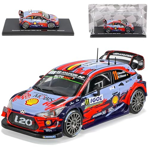 Hyundai I20 Coupe WRC Rallye Tour De Corse Neuville Gilsoul 2019 mit Sockel 1/43 Ixo Modell Auto mit individiuellem Wunschkennzeichen