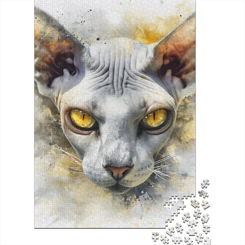 1000-teiliges Puzzle „Nackte Katze“ – Quadratisches Puzzle für Erwachsene, Papierpuzzle, Heimdekoration, 38 x 26 cm / 1000 Teile