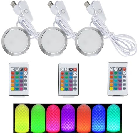 3D Drucker LED Lampen Kit für Bambu Lab A1/A1 mini/P1P/P1S/X1C, 3 Stück | RGB LED Lichtleiste Streifen mit Fernbedienung, Kreatives 3D Drucker Nachtlicht Ersatzteile, 5V, USB, 16 Farben