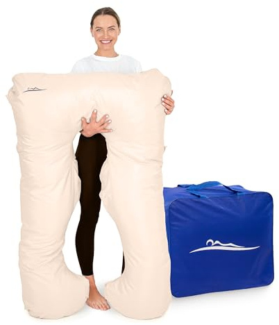 MAKOSAS KomfortKissen ORIGINAL - Premium Orthopädisches Kuschelkissen | Körperkissen | Seitenschläferkissen - Für besseren Schlaf und gegen Rückbeschwerden, 100 x 150 cm (Bambus (Kühlend) / Beige)