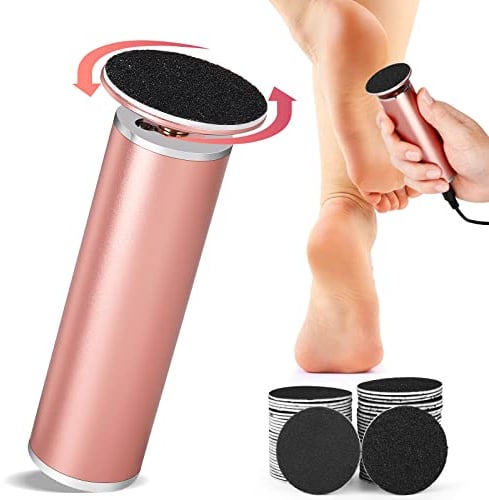 Râpe Pieds Électrique, Rapeuse pour Pied avec 60 Tampons de Remplacement, Electrique Lime pour les Pieds Pedicure Ponceuse Pieds, Anit-Callosités Pieds pour Enlever les Peaux Mortes ou Dures