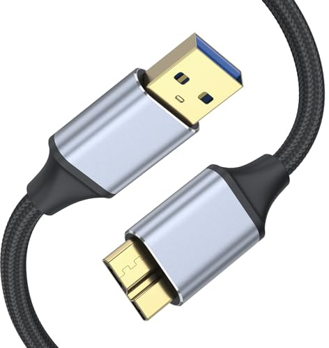 YLK Câble USB vers Micro B 3.0, 0.5M Nylon Cable Compatible avec WD External Hard Drive, Disque Dur Externe,Toshiba Canvio,Seagate Maxtor,Samsung Galaxy S10/S9/S8, Samsung M3