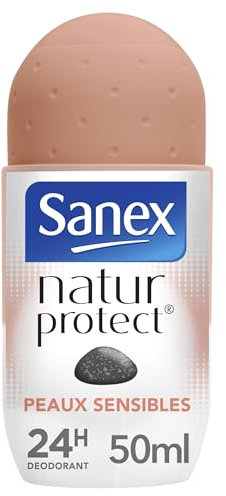 SANEX - Déodorant à Bille Natur Protect Peaux Sensibles - Déodorant pour Homme et Femmes à la Pierre d'Alun - Efficacité 24 h - 50 ml