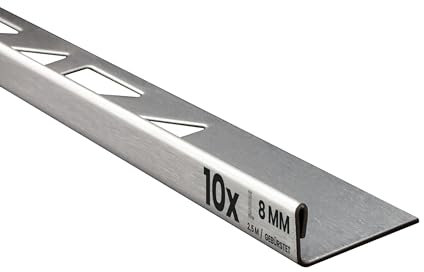 10x L-Profil Edelstahlschiene Fliesenprofil Fliesenschiene Edelstahl V2A L250cm 8mm gebürstet