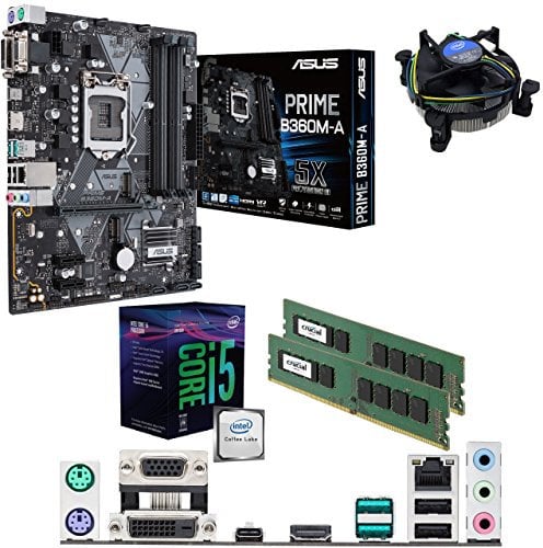 Components4All Intel Coffee Lake Core i5 8400 2.8GHz (4.0GHz Turbo) CPU, ASUS Prime B360M-A Motherboard & 8GB 2666MHz Crucial DDR4 RAM Pre-Built Bundle