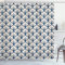 ABAKUHAUS Art Deco Duschvorhang, Eastern Cloud-Motiv, Stoffliches Gewebe Badezimmerdekorationsset mit Haken, 175 x 220 cm, Dark Blue Creme