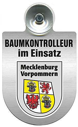 Einsatzschild mit Saugnapf - Baumkontrolleur im Einsatz - 393806 incl. Regionenwappen nach Wahl Farbe Region Mecklenburg-Vorpommern
