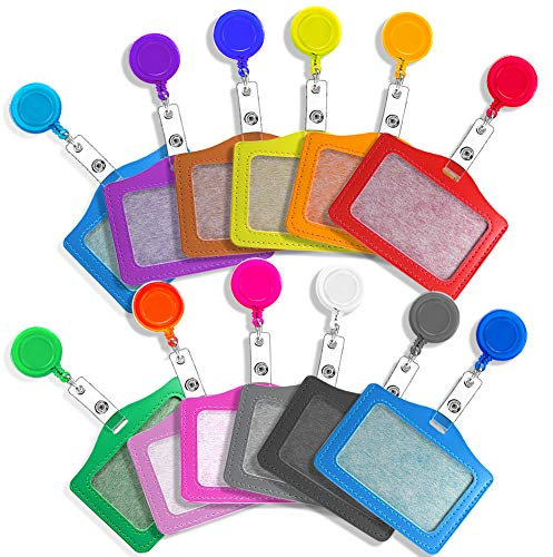 Soleebee Einziehbarer Abzeichenhalter JoJo ID Badge Holder mit Ausweishülle horizontalem Kartenhalter für Business, Ausstellung und Büro - 12 Stück