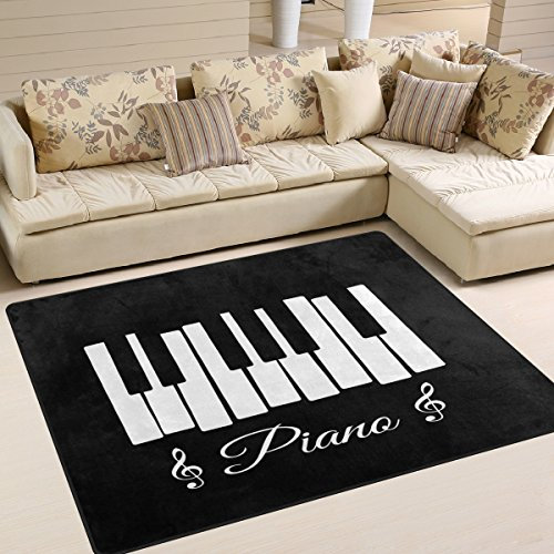 Use7 Teppich, Klaviertastatur, für Wohnzimmer, Schlafzimmer, Schwarz, Textil, Mehrfarbig, 160cm x 122cm(5.3 x 4 feet)