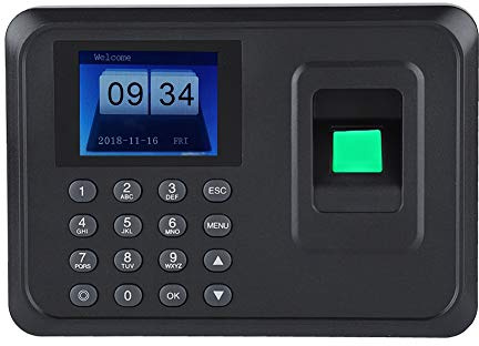 2.4 Zoll TFT-LCD-Bildschirm Anwesenheitsmaschine Fingerabdruck/Password Recorder Maschine Teilnahme/Zeit/Wecker USB Erkennungsmaschine 100-240V(schwarz)