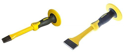 Stanley 4-18-332 Ciseau Plat 30,5 cm - Gamme Fatmax - - Acier Chrome Vanadium - Tète Parabolique- Poignée Bi matière pour Plus de Confort - Protège main - Pointe Très Solide et Tranchante