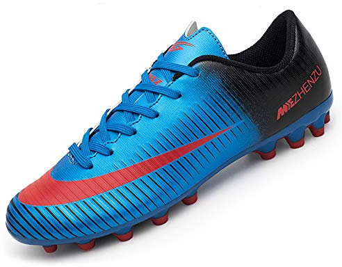 BOTEMAN Mens Football Shoes Breathable Boys Girls Soccer Trainers Cleats Professional Football Boots Unisex Blue
