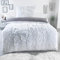 BaSaTex Flokati Polar Fleece Bettwäsche 155x220 cm 80x80 cm 2-teilig Fellimitat Bett Garnitur Anthrazit Weiss