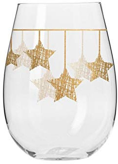 alsastyle Lot de 6 verres avec décor étoiles de Noël dorées suspendues - 50 cl