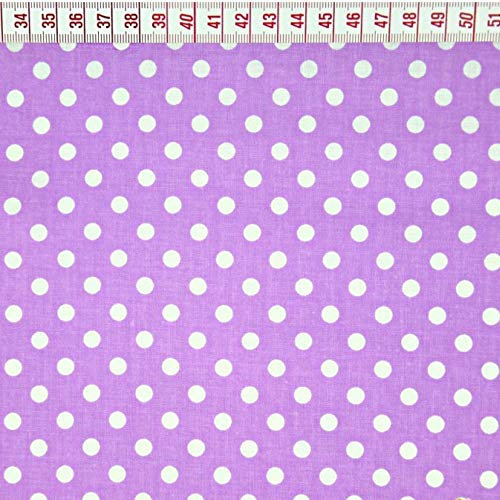 11,99€/m Punkte 100% Baumwolle Baumwollstoff Kinder Meterware Handwerken Nähen Stoff (Punkte Lila Weiß Mittel, 100x160cm (11,99€/m))