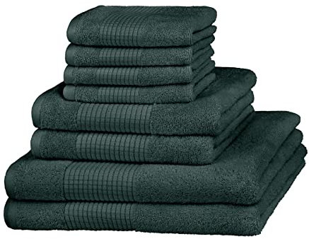 Merana Rome Handtuch Set | saugstark, weich und fusselfrei | Frottier Luxus Qualität | 100% Baumwolle | Oeko-TEX | 590 GSM (Jungle Green, 8er Sparset | 4 Gästetuch, 2 Handtuch, 2 Duschtuch)