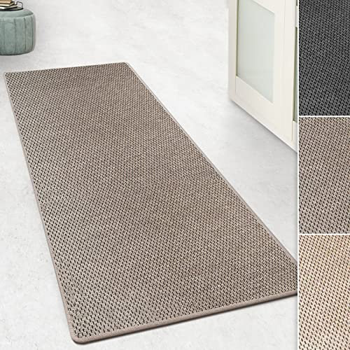 Floordirekt Teppichläufer Kalkutta - Sisaloptik - Tiger-Eye-Design - Teppich Läufer Wohnteppich Flurläufer Küchenläufer (Taupe, 80 x 350 cm)
