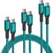 Elebase Samsung Galaxy S25 S24 Charger Cable 3Pack 1/2/3M,USB C to USB C 100W Fast Charging Power Cord Lead for Samsung Galaxy S23 S22 Ultra,Z Flip Fold 5 6,A51 A52 A53 A54 A73 A74 A33 A34,Tab S9 S10