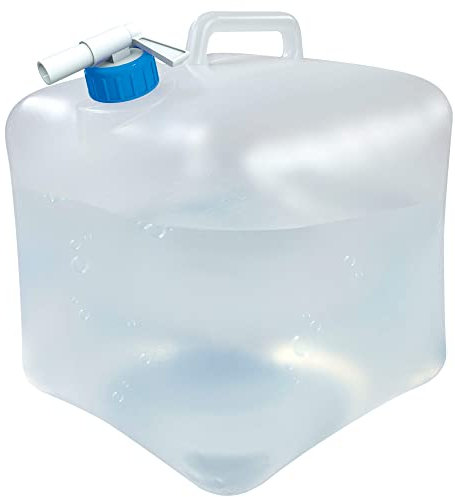 Aktive 52988 - Depósito agua plegable 15 litros | Accesorios camping | Bidón agua, 24x24x28 cm de polietileno | Grifo ajustable, asa de transporte | Depósito de agua y ducha camping