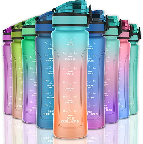 KITART 450ml Kids Sports Water Bottles for School with Chug Lid (Blue Pink Orange)