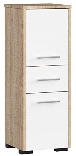 AKORD Badezimmerschrank schränke | Badezimmer kommode | FIN 85 2D1SZ, 2 Türen und 1 Schublade, B30 x H85 x T30 cm, Gewicht 25 kg, auch als Hängeschrank für Wandmontage verwendbar