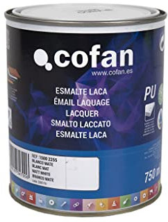 Cofan Esmalte Laca al Agua | Color Blanco Mate | Bote de 750 ml
