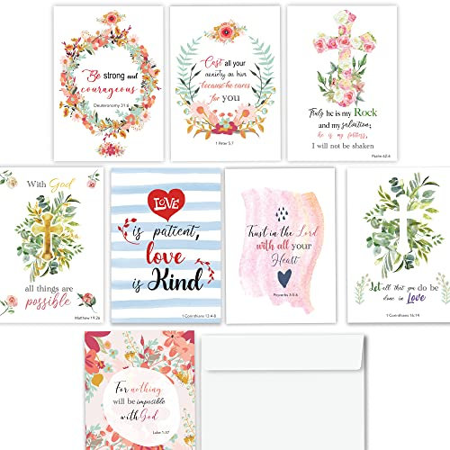 Hat Acrobat 24 christliche Grußkarten mit Umschlägen selbstverschließend - 8 verschiedene Designs mit je 3 Schriftkarten (Variante)