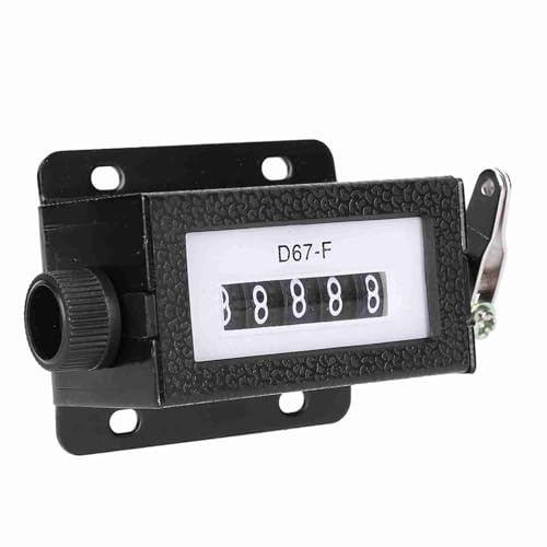 Compteur Mécanique à 5 Chiffres Compteur Mécanique avec Compteur de Cliquet de Bras Bouton Rotatif Réinitialisable Compteur Manuel à Tirage Manuel Noir avec Ressort 0-99999